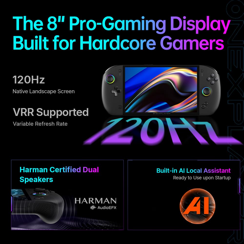 WEELIAO OneXFly Apex Portable Handheld Gaming PC with AMD Ryzen AI Max+ 395 CPU, AMD Radeon 8060S GPU, 8-inch 120Hz Display, Liquid Cooling for AAA PC Games, Windows 11 Handheld (48G+1TB)