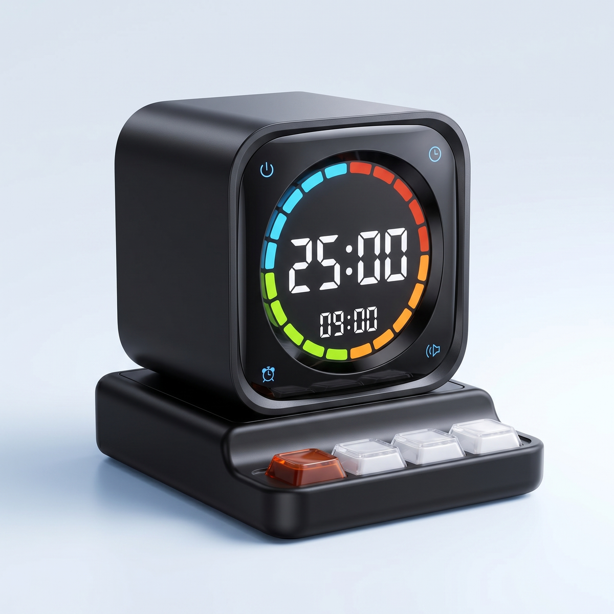 Cubo de Foco Promo — face frontal, display colorido (Preto)