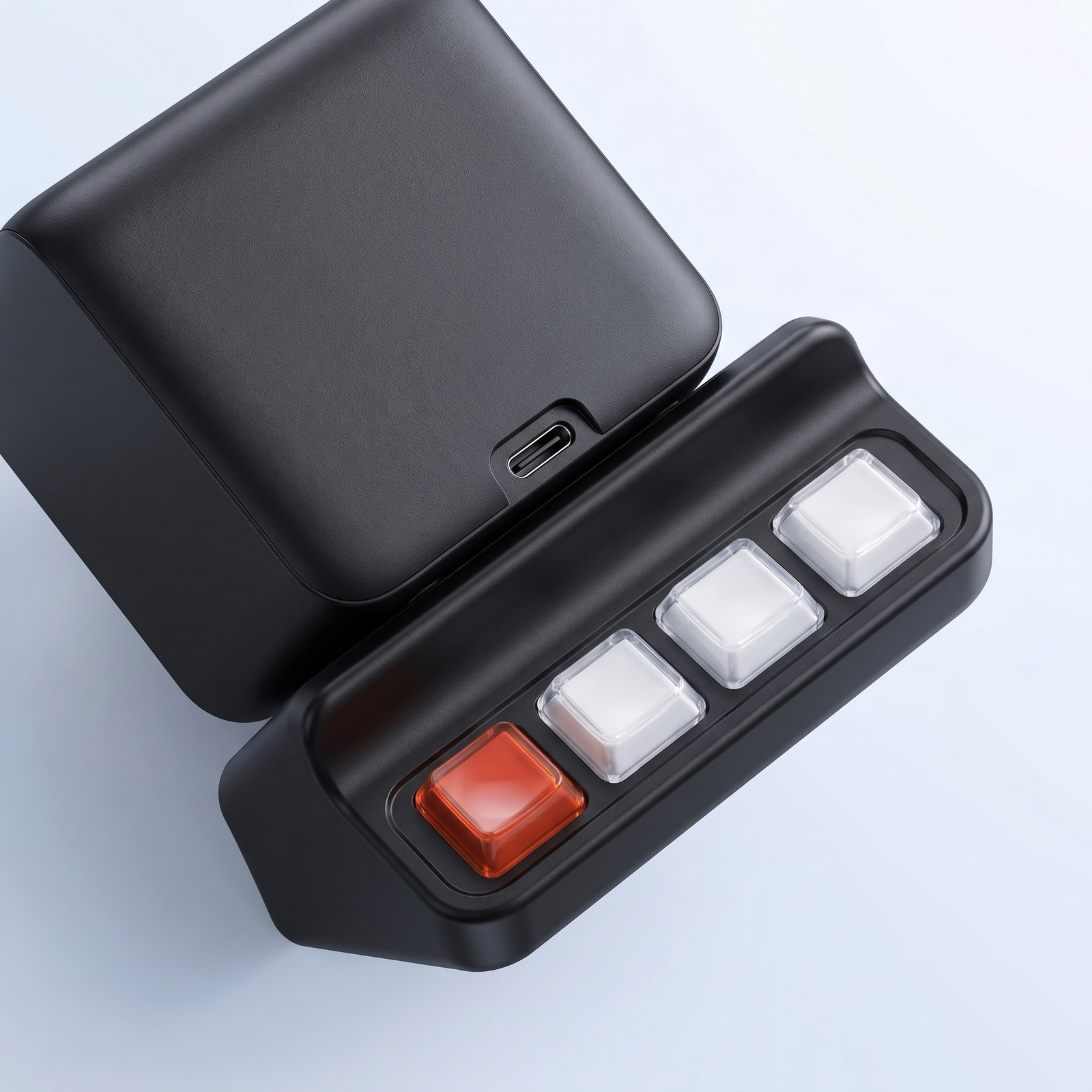 Cubo de Foco Promo — topo com porta USB-C e botões — versão Preto