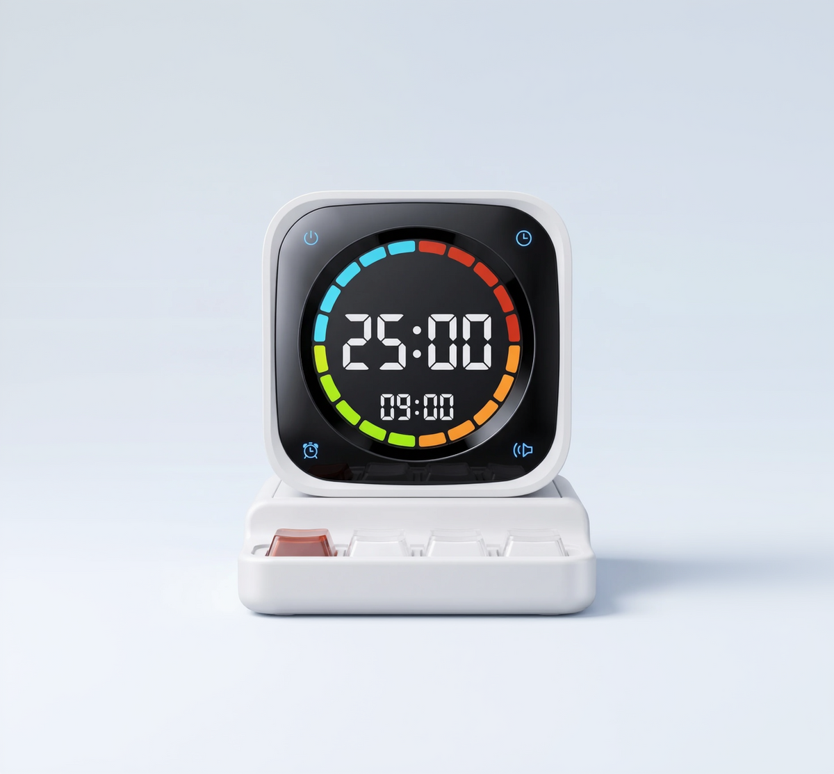 Cubo de Foco Promo — face frontal, display colorido (Branco)